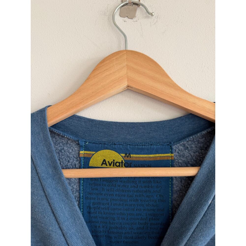 Aviator Nation Retro Inspired Wave Rainbow Print Crew Neck Sweatshirt Blue M - Picture 4 of 9